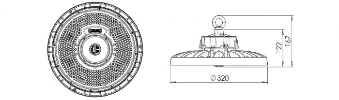 HBK Highbay 100W/150W/200W 4000K Optiek 120° Zhaga